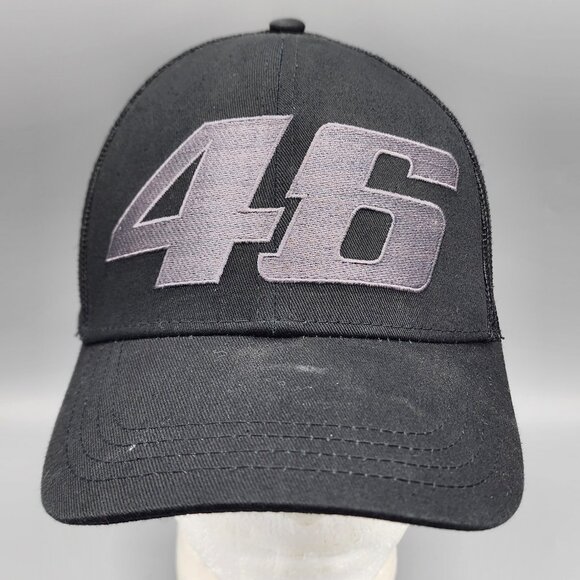 VR46 Valentino Rossi Racing Trucker Hat Black Mesh Snapback Cap OSFA - Picture 1 of 9